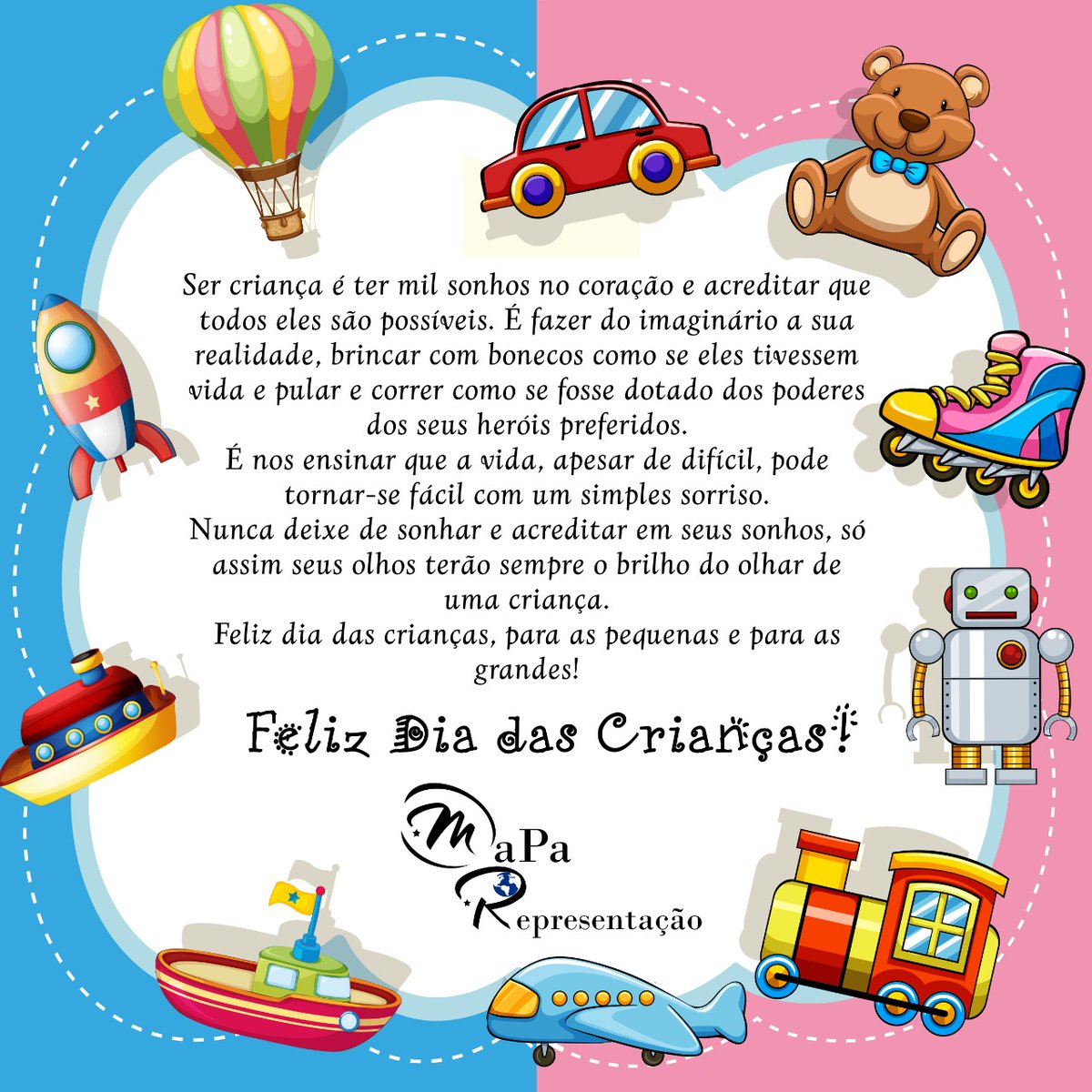 UniversoMapa's tweet photo. A família MaPa Representação deseja a todos, os grandes e pequenos, um maravilhoso Dia das Crianças!!!
#FelizDiaDasCriancas #DiaDasCrianças https://t.co/7bnww2Ta0x