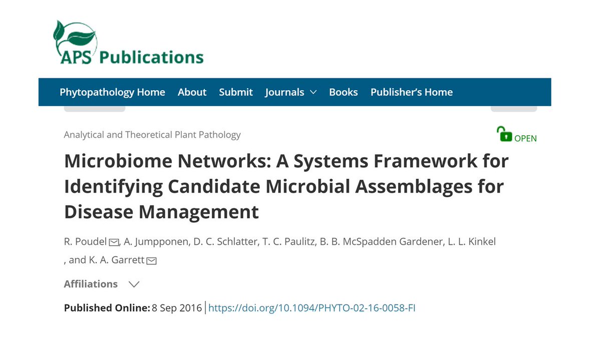 Congrats, Ravin Poudel <a href="/raveenpoudel/">RavinPoudel</a> &amp; team!

Now cited over 💯 times---

How to find combinations of microbes to improve plant health – since testing microbes one-at-a-time doesn’t necessarily reveal what combinations work well together

Open access: apsjournals.apsnet.org/doi/full/10.10…