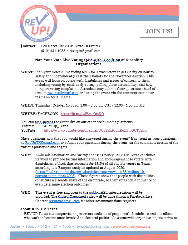 REVUP_Texas's tweet photo. Are you ready for our Facebook Live this Thursday? Don't forget to send in any questions you want answered for the event https://t.co/fZJiZcuaqY