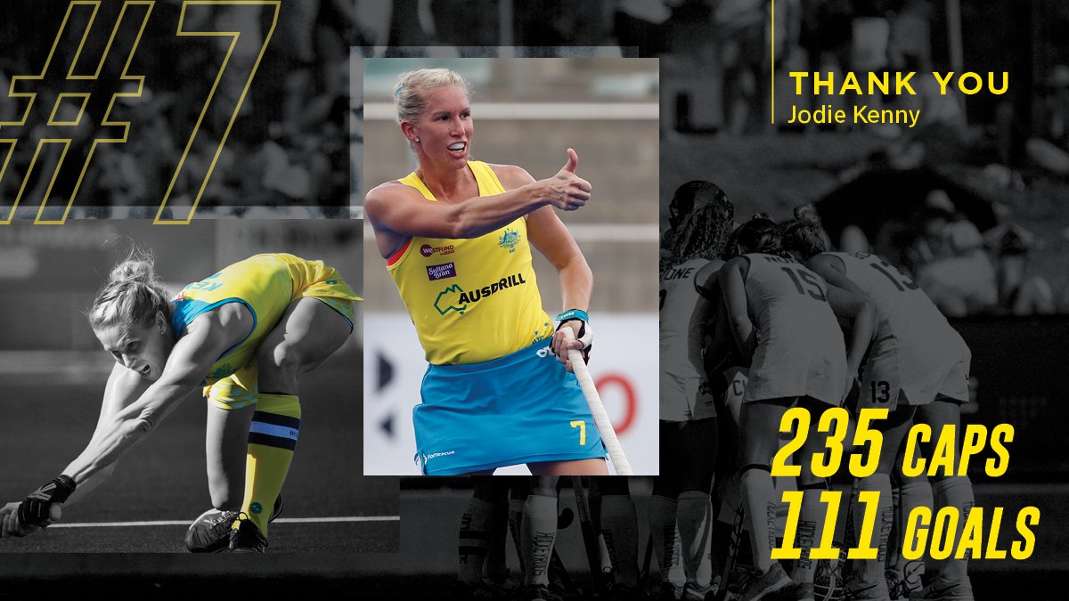ANNOUNCEMENT | One of the most popular and decorated Hockeyroos of the past decade has played her final match, with <a href="/JodieKenny7/">Jodie Kenny</a> calling time on her stellar international career. 

Full story: bit.ly/3lwZ98e #JK7