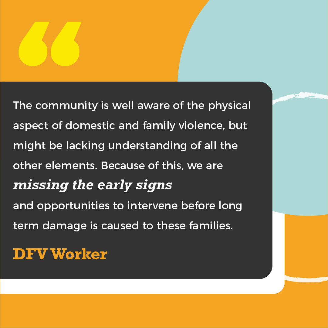 DV_alert's tweet photo. There is more to domestic and family violence than physical abuse.
Our #DValert trainers have first-hand experience in identifying early signs of DFV and are here to support you.
#DomesticViolence #DomesticViolenceAwareness https://t.co/ZeIITcd8B9