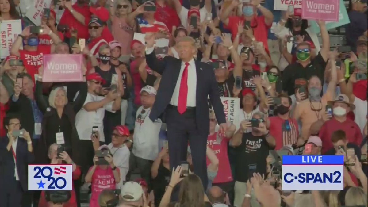 The Trump Superspreader Tour 2020 has come to Sanford, Florida. Follow for a video thread.