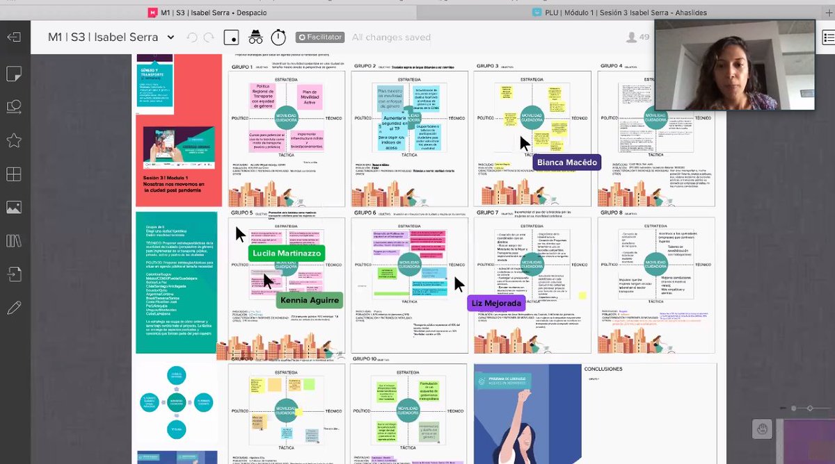 La sesión de hoy en #LideresasUrbanas es con <a href="/isabel_serra/">Isabel Serra</a> y es fascinante esta construcción colectiva entre mujeres latinoamericanas de cuál sería nuestra ciudad cuidadora ideal.