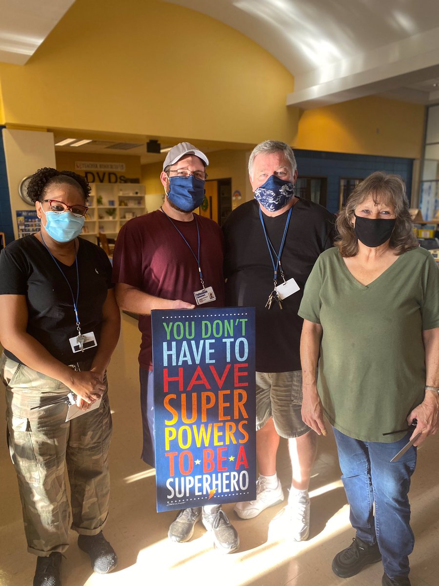 FultondaleElem's tweet photo. “You don’t have to have superpowers to be a superhero.” We appreciate our custodians. They are superheroes! #Superheroes @JEFCOED https://t.co/CGRXmgTLyx