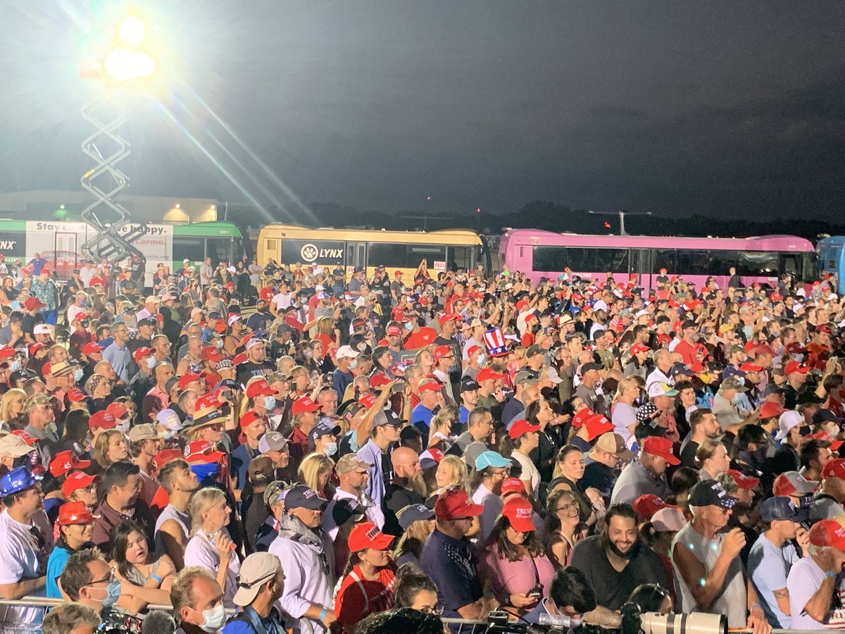 Here’s a look at the large, and largely mask-less, crowd listening to Trump in Sanford, FL.