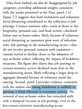 9/n Depressingly, this also means that there is no easy answer here - despite what the contrarians have been saying, it's unlikely that simply lifting all restrictions will lead to immediate economic recovery