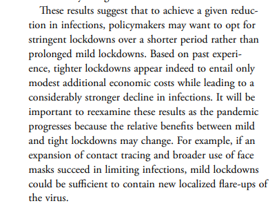 14/n On the other hand, short sharp lockdowns tended to substantially reduce cases with less economic damage (because fewer cases means a faster recovery), leading to this recommendation