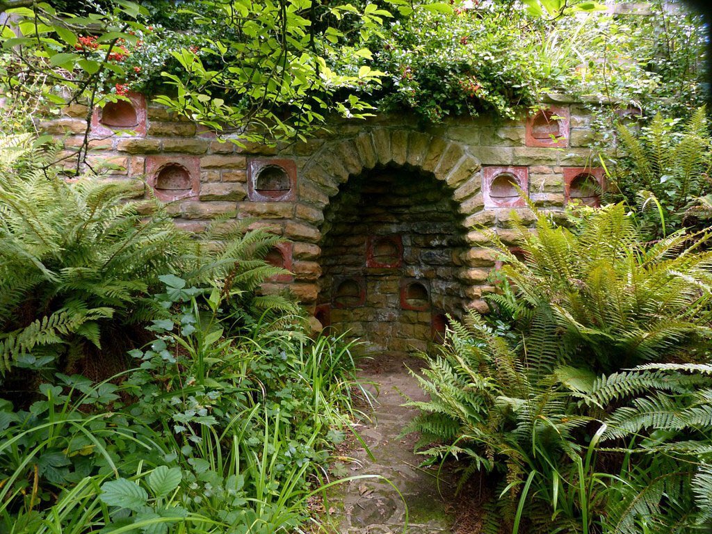 Garretts also manufactured Watsonian Patent Fern Bricks.Patented by a doctor in 1859, these bricks were designed for planting ferns and mosses, to be hung on their own, built into walls, or even placed indoors on a table. Fernery, Newstead Abbey, Notts© Alan Murray-Rust5/5