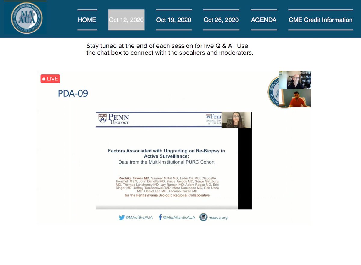 Huge congratulations to @ruchiikatalwar on her “Best of @MAoftheAUA Virtual Abstracts” mention tonight by <a href="/drphil_urology/">Phillip Pierorazio</a>  in the first installment of #MidAtlanticMondays virtual meeting! <a href="/PURC_QI/">@PURC</a>