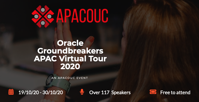 ShayOracle's tweet photo. I'm presenting two sessions as part of the #APACOUC ground breaker online conference - registration is free - learn about Visual Builder and about DevOps in the Oracle Cloud with VB Studio and much more... https://t.co/aY84k5VOvH https://t.co/wQJK3JLLjK