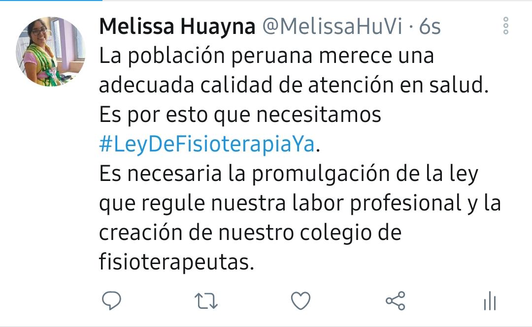 MaraC28854185's tweet photo. Yo apoyo la ley del fisioterapeuta y la creación del colegio de fisioterapeutas en el Perú
#LeyDeFisioterapiaYa
#PL6104 https://t.co/XNxNsKBBjP