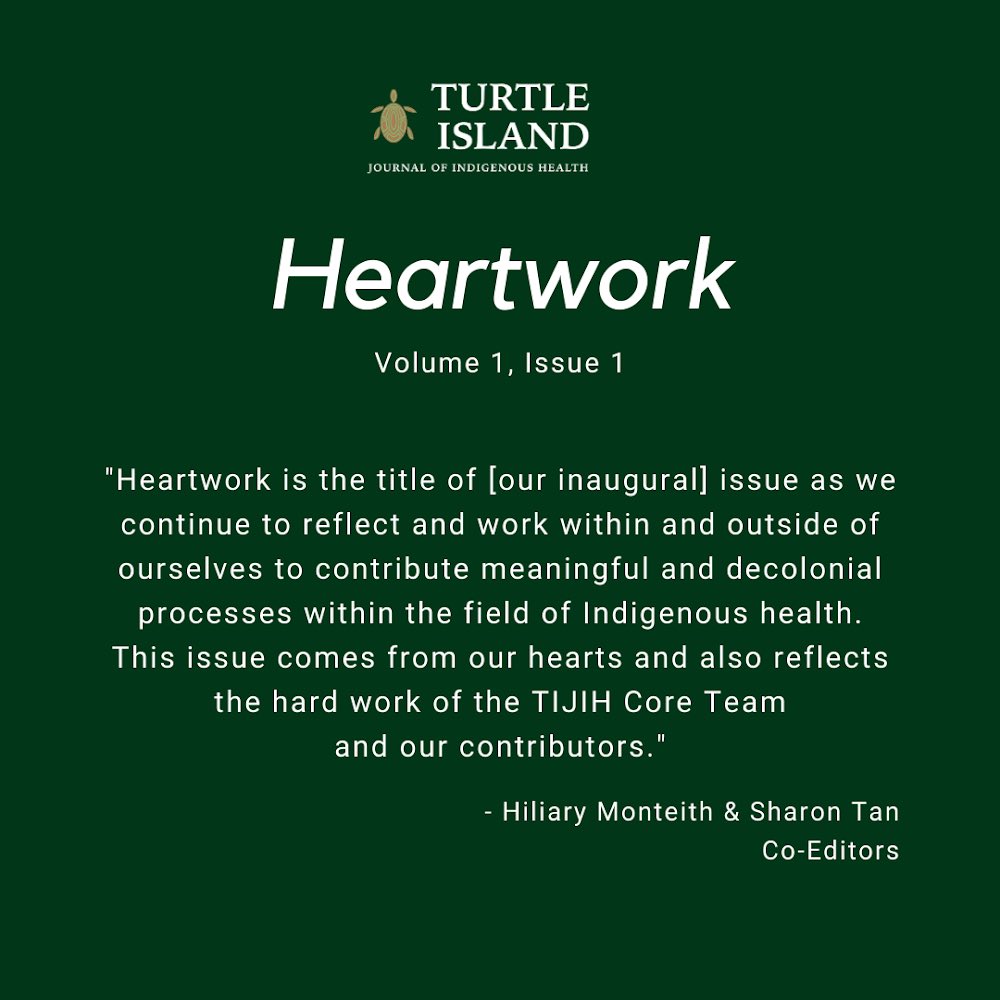 tijih_uoft's tweet photo. We would like to announce the release of our 1st issue,Heartwork✨Today is also Indigenous Peoples’ Day,specifically in the United States. By releasing our 1st issue today,we hope to continue fostering a home for a collaborative community with shared interest in Indigenous health https://t.co/QQFXREodP4