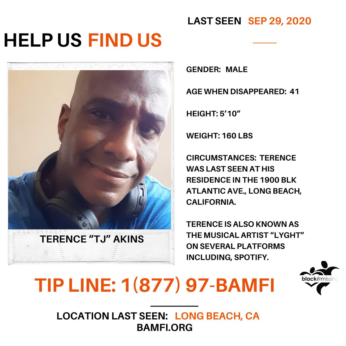 BAM_FI's tweet photo. #Long Beach, CA: 41y/o Terence Akins was last seen at his residence in the 1900 blk Atlantic Ave., Long Beach, California.
#HelpUsFindTerence https://t.co/QY0mRNQw0L