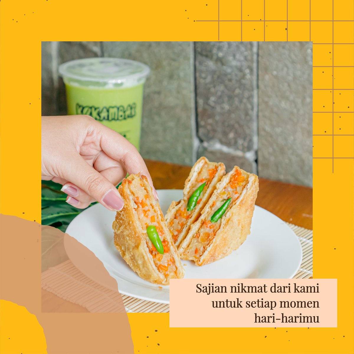 Siapa yang suka sama cemilan segitiga ini nih?
Nikmatnya luar dalem. apalagi kalo makan pake cabenya.. Hmmmmm

olabakeryjogja.com

Hadir di GrabFood & GoFood

#OlaBakery⁠
#RotiTanpaPengawet⁠
#CakeAndPastry⁠
#Yoowink
#Tokoroti⁠jogja
#Bakeryjogja⁠
#JogjaFood
#NgemilSehat