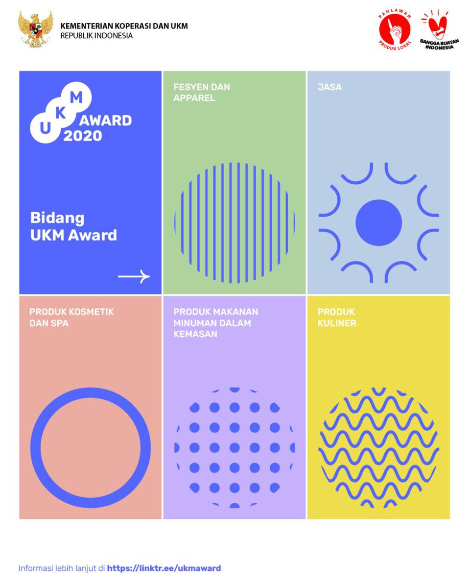 Yuk ikuti UKM Award 2020, penghargaan kepada kalian yang telah menghadirkan inovasi produk lokal berkualitas dan tetap produktif di masa pandemi. Kalian adalah Para Pahlawan Produk Lokal. Daftarkan di linktr.ee/ukmaward sebelum 14 Oktober 2020 #UKMPahlawanProdukLokal

#ppkl