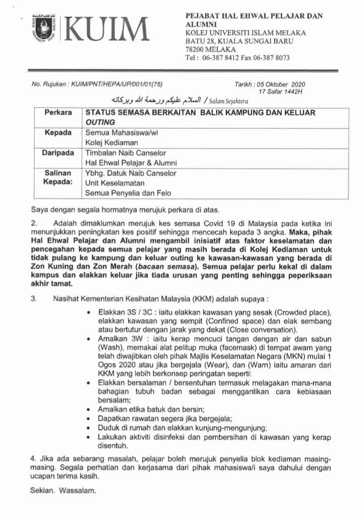 mppkuim's tweet photo. [STATUS SEMASA BERKAITAN BALIK KE KAMPUNG DAN KELUAR OUTING] https://t.co/KozJLSvgjp