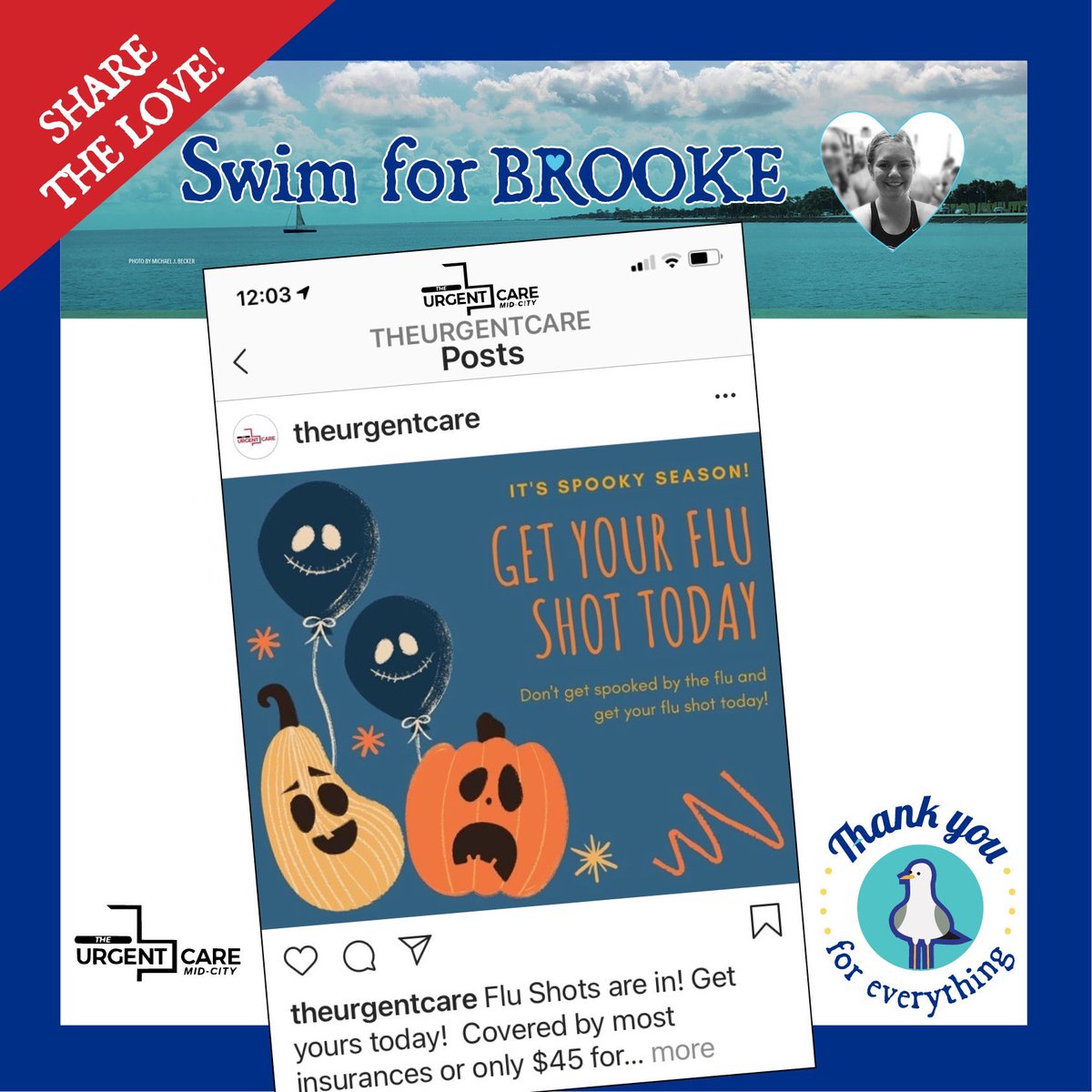 swimforbrooke's tweet photo. Thanks a million to THE URGENT CARE WALK-IN CLINIC @WBUrgentCare The 2020 ๐ Brooke E. Posey Swim-a-Thon would not been possible without your generous support.
#swimforbrooke #makeasplash #justkeepswimming #WereInThisTogether #RMHCSLA #keepingfamiliesclose https://t.co/rbzTzYzYRp