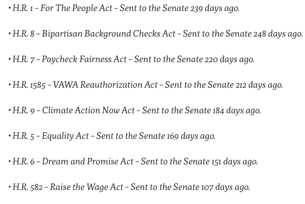 gcatgroove's tweet photo. @BernieSanders THIS is but a FRACTION of the legislation WE THE PEOPLE PASSED but EVIL Mitch McConnell has BLOCKED!  

4OO Bills that he has KILLED. He laughs about it...

THIS legislation is written passed and ready to be made LAW. 

#VoteBiden #VoteTeamBlue #VoteThemAllOut https://t.co/hJc56TYDXq