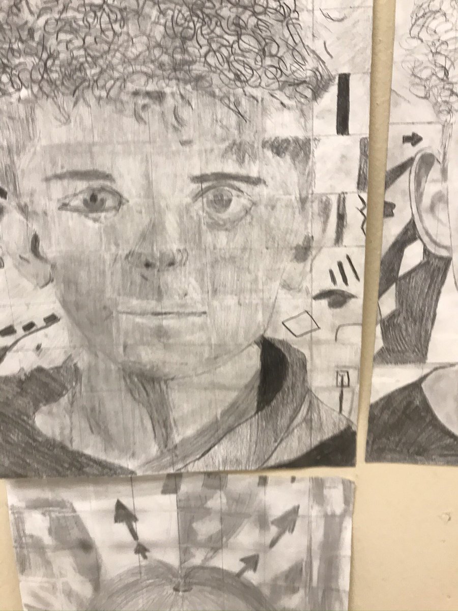 IngeSchool's tweet photo. Check out this portrait AJ drew of himself in Art I.  AJ is an 8th grader at CIMS.  AJ plays basketball and is a member of Honor Society.  #TraydenTweets #MiddleSchoolRocks https://t.co/c2Qjj8j8vp