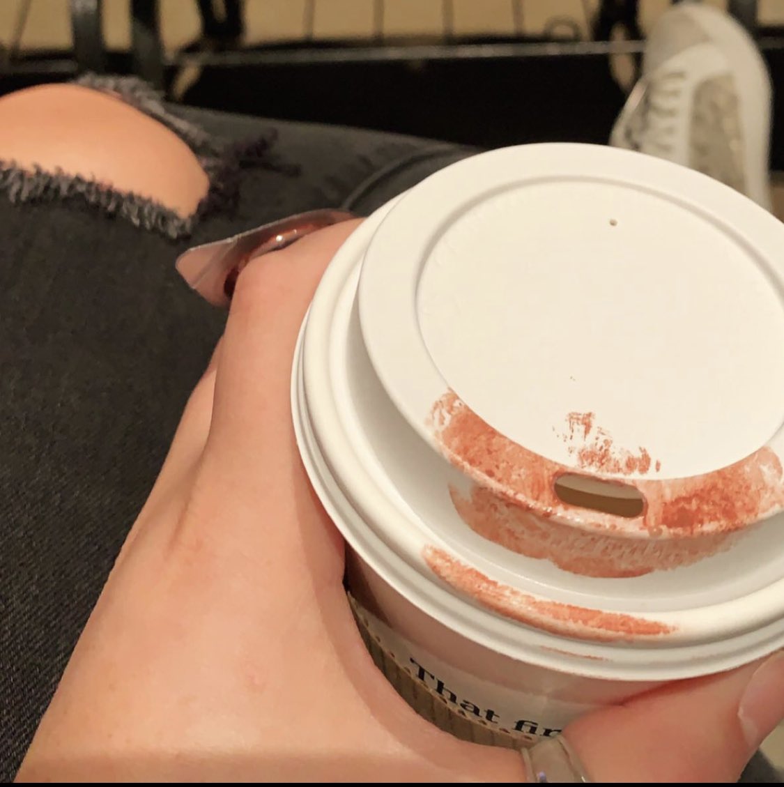 sacaroline29's tweet photo. Lipstick stains, a communion cup, and what’s up // https://t.co/0v3QDt5eXf