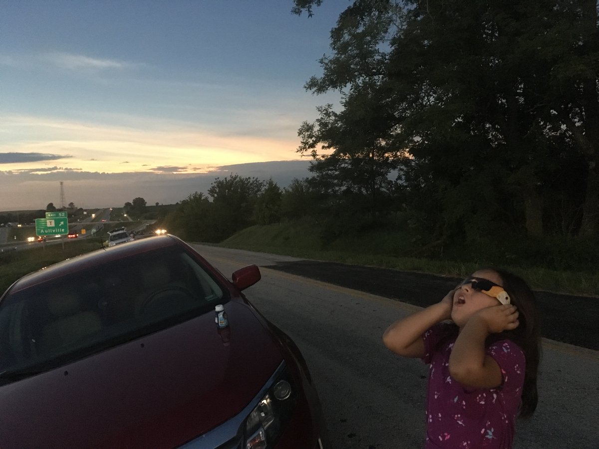 From the solar eclipse. I drove all morning to get my daughter to a part of my state that wasn't under cloud cover, so that she could see it unobstructed. Totally worth taking the day off work for.