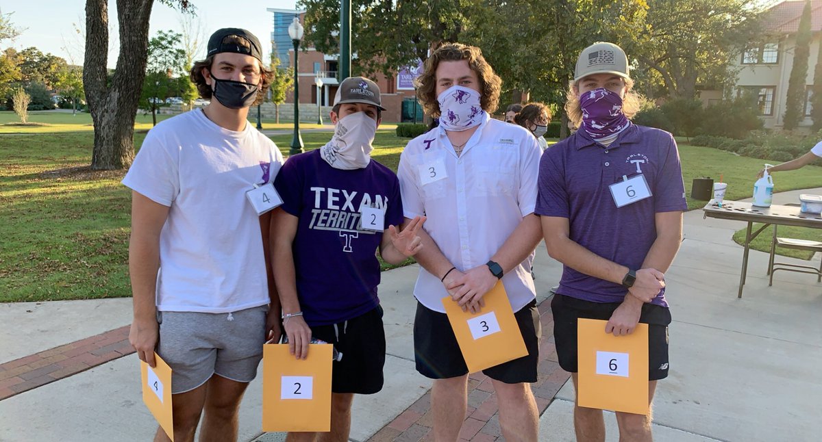 LathesTowns's tweet photo. Great Job @AmbassadorsTSU hosting a successful 2020 Silver Bugle Hunt! #TexanSpiritWeek #RollTexans #TarletonTradition #BleedPurple #OnYeTarleton https://t.co/SupLMHHmTO