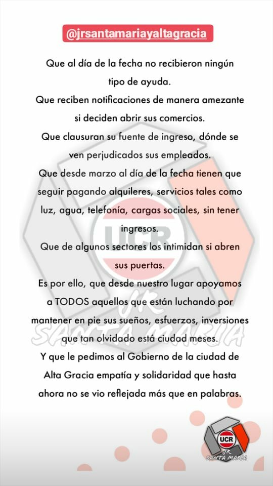 Comunicado de la <a href="/jrsantamariaal1/">jrsantamaria_altagracia</a> #jovenesradicales #juventudradical #unioncivicaradical #radicales #cuarentena #YaBasta