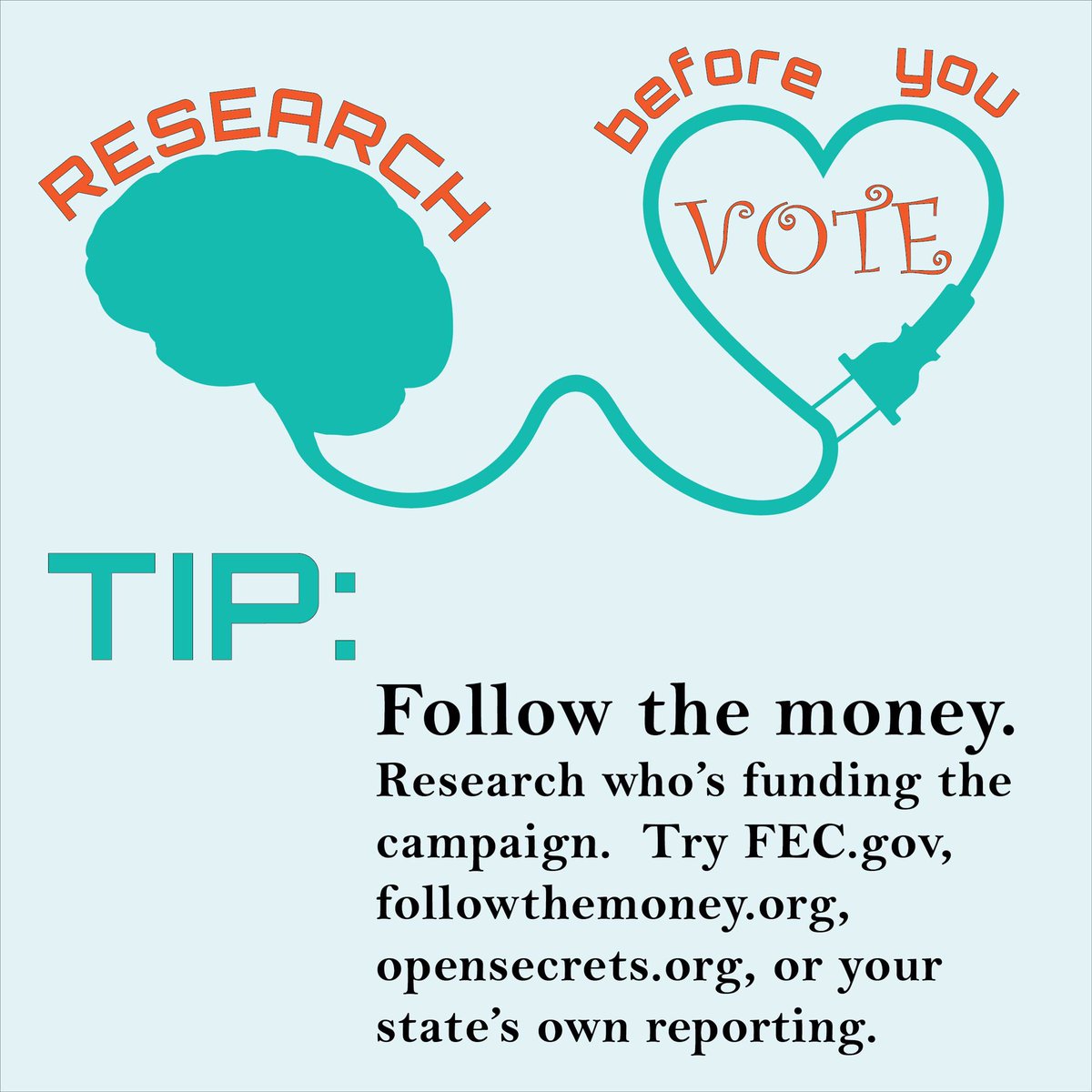 vitagro13's tweet image. Research before you vote! Tip 1: Follow the money. Research who’s funding the campaign for or against props and measures. Tip 2: compare and contrast voter guides by different (trusted) orgs
#electiondefender #votingtips #freeandfairelections