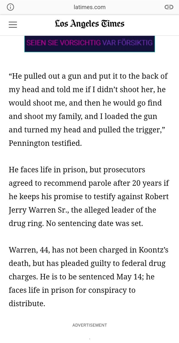 The kingpin ordered the dealer to shoot her. He did. Twice. Execution style. Her body was found a couple of days later.The kingpin and his brother were both charged with murder and drug offenses and are serving life.10/