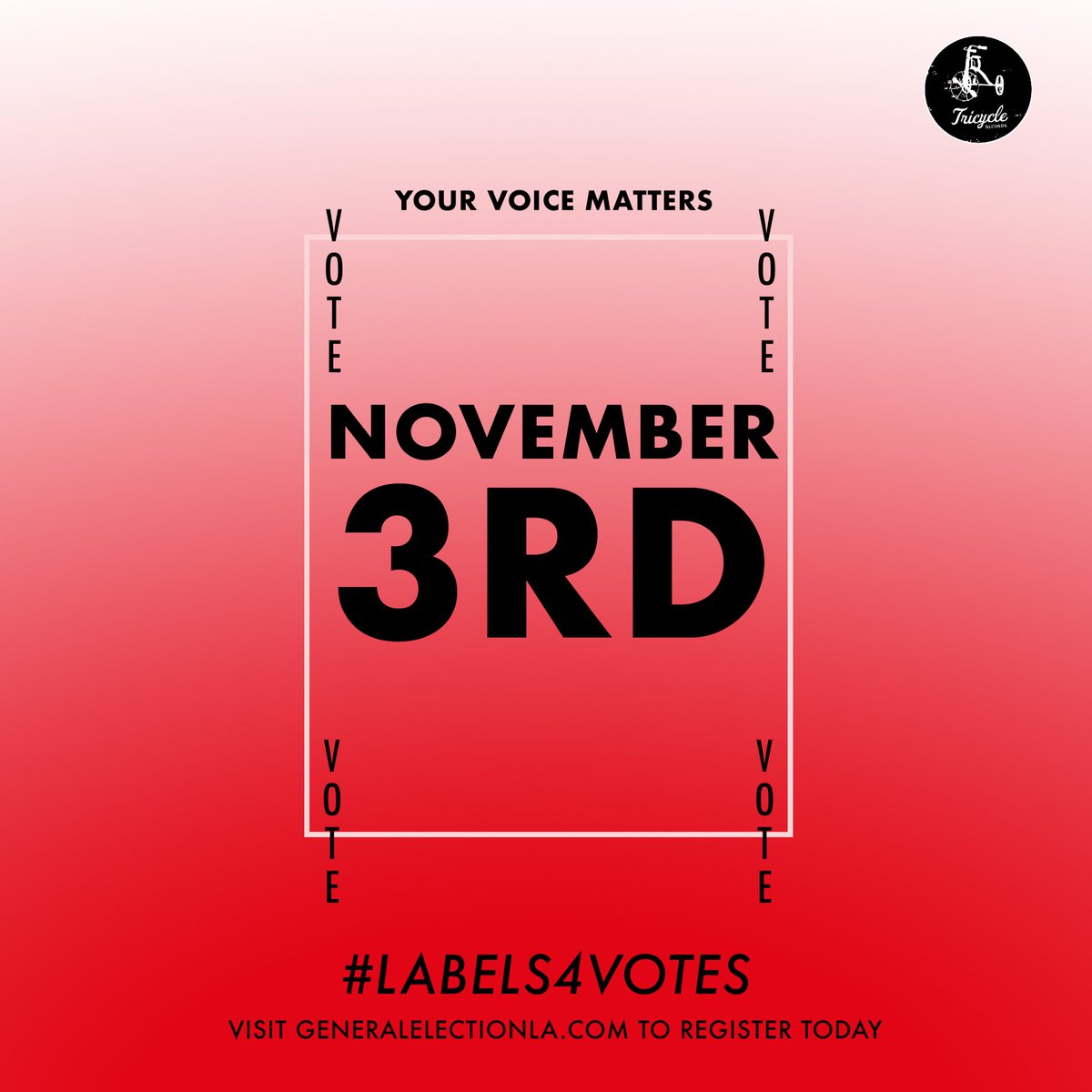 We've teamed up with <a href="/genelectionla/">GeneralElectionLA</a> to encourage voting this election season! Check out what we, and some of your other favorite labels, are doing to support the project at generalelectionla.com. #labels4votes