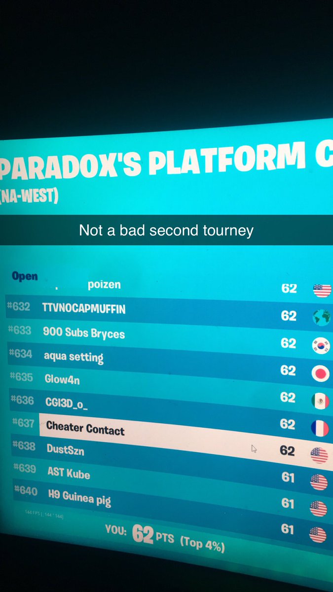 ContactVfx's tweet photo. Not too bad for first solo cup  and while on 70-100ping #fortnitecomp #fortnitecompetitive #fortnite https://t.co/OosQmERMJq