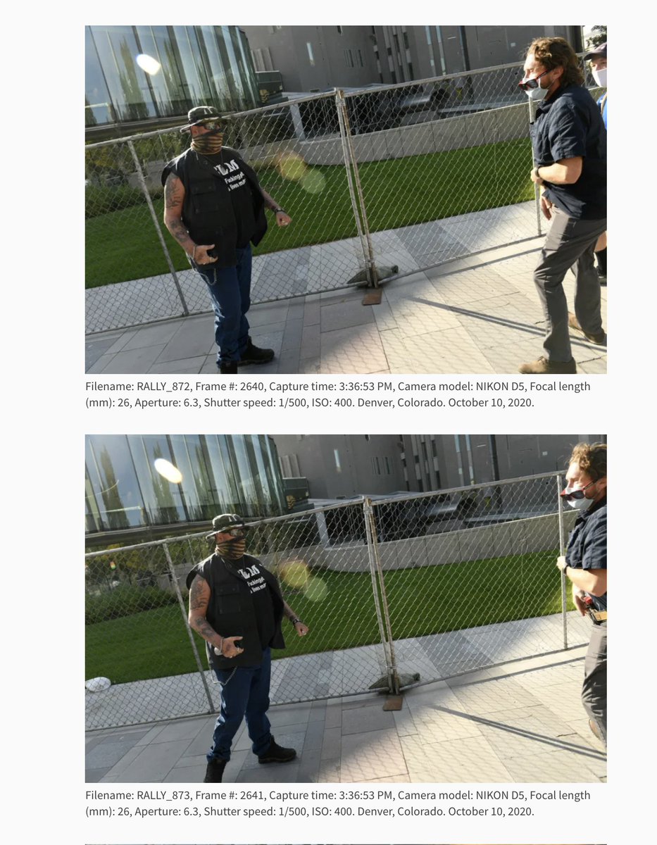 The  @denverpost was clearly responding to Internet sleuths like  @ClownWorldNews1 who identified Orange Vest Photographer's missing  #denvershooting frames 872 and 873: https://twitter.com/ClownWorldNews1/status/1315494809465876480Amazing that they chose to hide those critical frames until called out. Here they are.