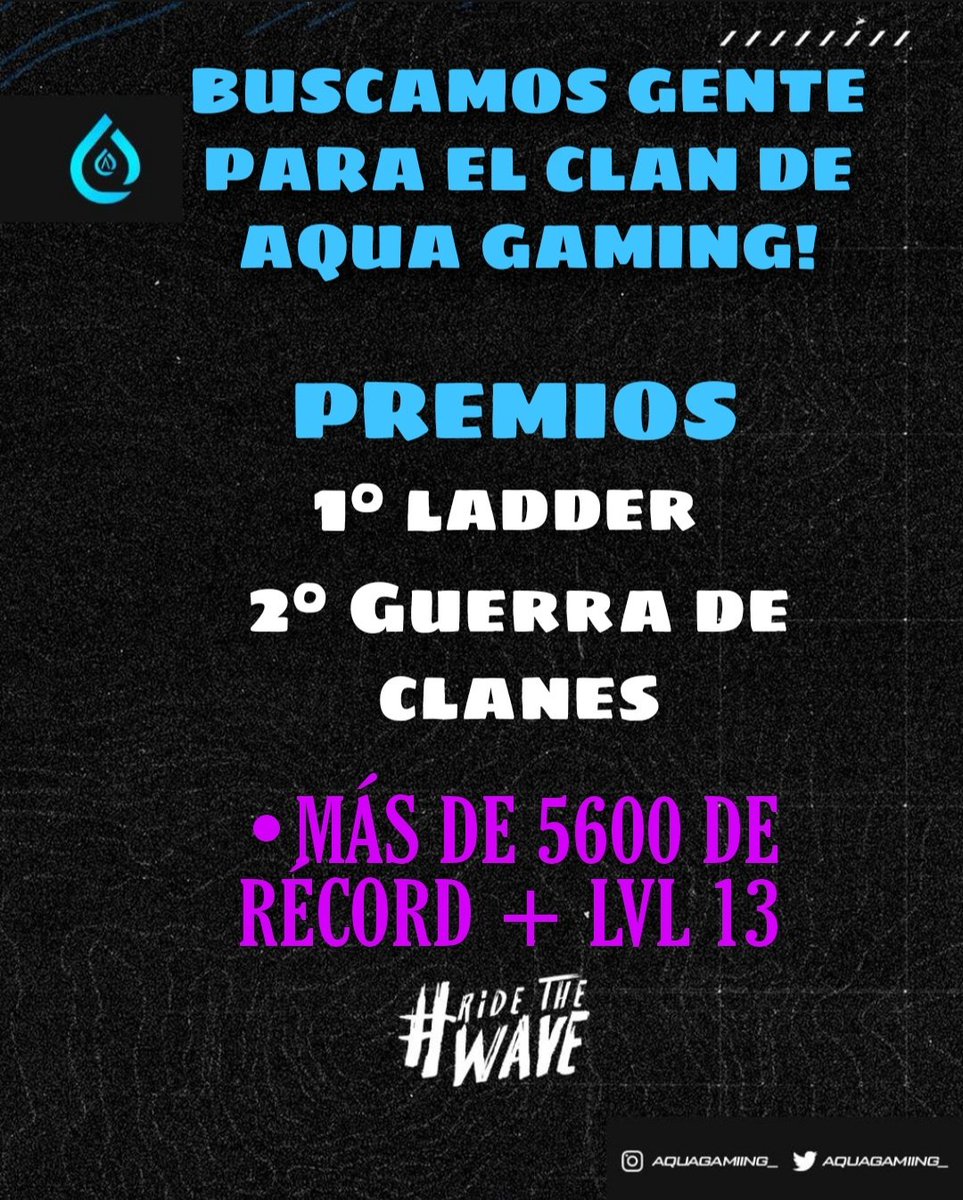 Como coach y capitán de @AquaGamiing_ quería darles esta oportunidad de destacarse en el clan de Aqua!🌊 Con premios de hasta Pass Royale y muchas cosas más! También hay premios de Win Rate pero eso es para competitivo! Cualquier duda o consulta por MD a mi o a <a href="/EdsonSauza/">Aqua Sauza 🌊</a> !!❤️🔄