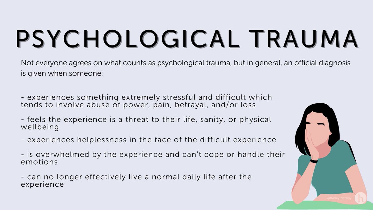 HarleyTherapy's tweet photo. In everyday language, we can call many things ‘traumatic’. A breakup, our boss being in a bad mood, or having to give a presentation. But what is classed psychological trauma?
#trauma #psychology #choosetherapy https://t.co/6cAaCKDauh