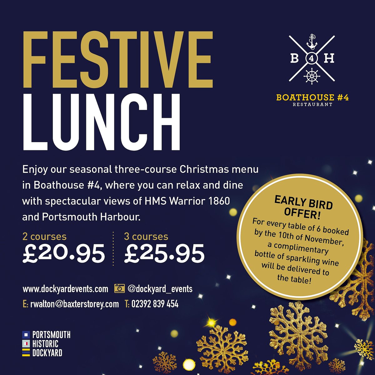 DockyardEvents's tweet image. The views from Boathouse No4 are stunning, it’s an incredible view of the HMS Warrior that
makes every dinner there feel a little bit magical! 
We couldn’t think of a better place to have a Christmas dinner!