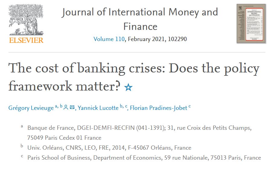 My paper "The cost of banking crises: Does the policy framework matter?" (with <a href="/GregoryLevieuge/">Levieuge Gregory</a> and F. Pradines-Jobet) published in the February 2021 issue of Journal of International Money &amp; Finance
doi.org/10.1016/j.jimo…
<a href="/Laboratoire_LEO/">Laboratoire d'Économie d'Orléans</a> <a href="/Psbeduparis/">Paris School of Business</a> @MasterFiOrleans