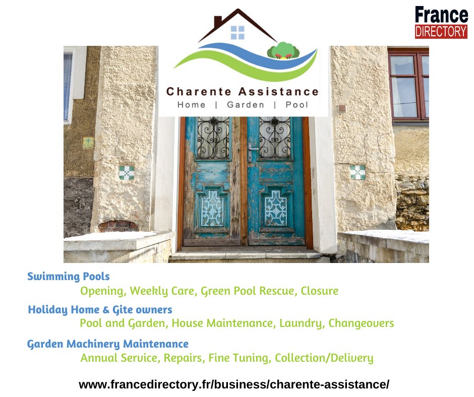 At Charente Assistance, we can cater for all your property management needs whether it be the house, pool or garden.
https://t.co/wbvWGObvfI
#charente #propertymanagment #gites #holidayhomes #frenchhouse #poolmaintenance #gardener #france #expats https://t.co/WorFdDQMiO
