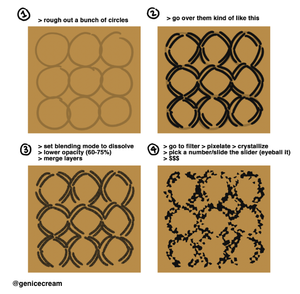 i feel weirdly proud of the photoshop hack i figured out for the snakeskin texture in my last post so here's a quick tutorial, rt to save a majima fan artist's life i guess lol 