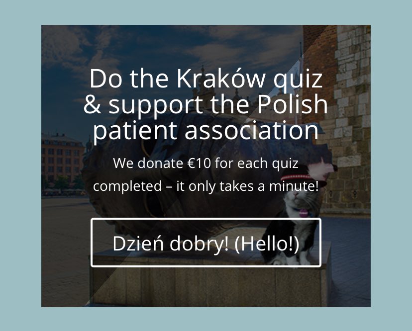 mirrorsmed's tweet photo. Did you already complete the quiz about Kraków?
🔘by doing so, you support the Polish patient association 'GLADIATOR'
🔘we donate €10 euro for each quiz completed!
🌐htpps://live.prosca.org
Not yet registered? Please visit https://t.co/WCtDKpXS7S
#prosca2020 #bladdr2020 https://t.co/G8EL4sTUjo