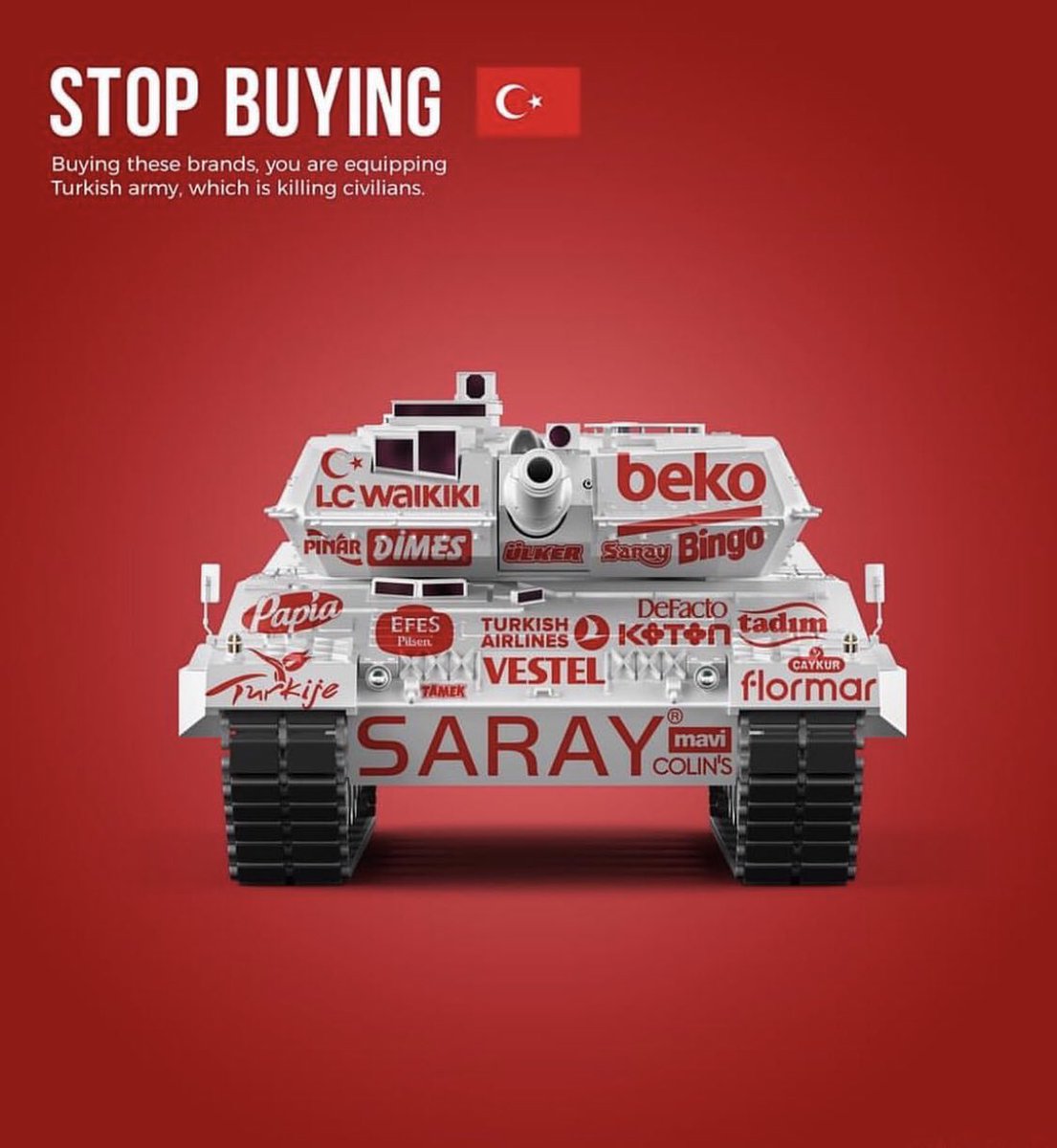 christ0das's tweet photo. Time to #BoycottTurkey 🔴

#StopTurkey #StopTurkishAggression #StopErdogan #StopErdoganaggression #StopTurkeyTerroristAgression #StopTurkishTerrorism https://t.co/NbB87YOpDk