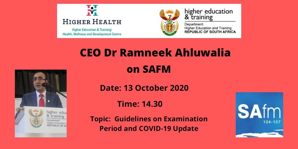 HigherHealthSA's tweet image. #InterviewAlert 

@RamneekHH @SAfmRadio 

#higherhealthatwork #COVID19 #ExamSeason #highereducation