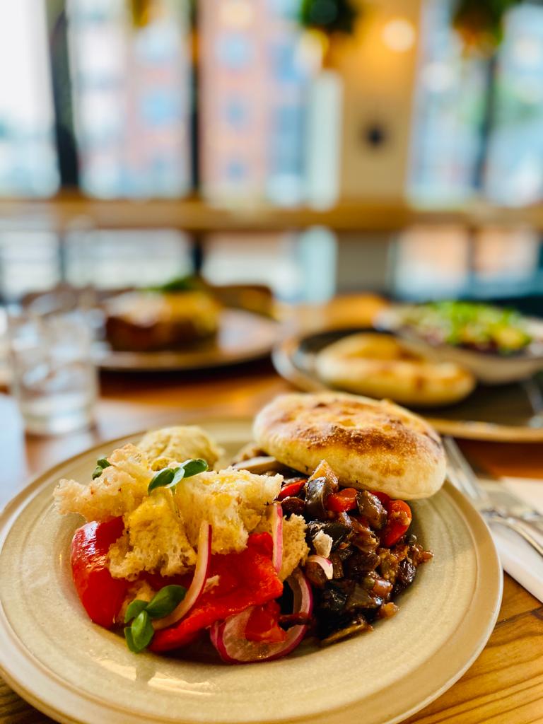 Proudly presenting our brand new antipasti vegetable board: Caponata, panzanella, artichoke crema and fungi sott'olio, served with fresh focaccia. 😋 #BristolFood #BristolFoodies