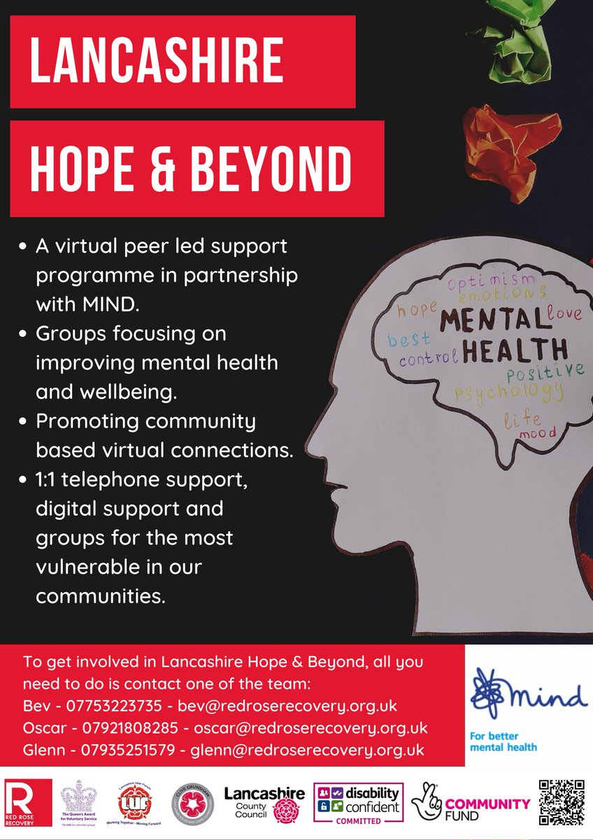 RRR_LUF's tweet photo. Have you heard about our new virtual peer led support programme?

Focusing on Mental Health &amp; Wellbeing, the programme includes 1:1 telephone and digital support for people in the community, working in partnership with MIND.

@bevmailcom1_bev @YarwoodPeter @RickBollands https://t.co/aqwQA9GIS7