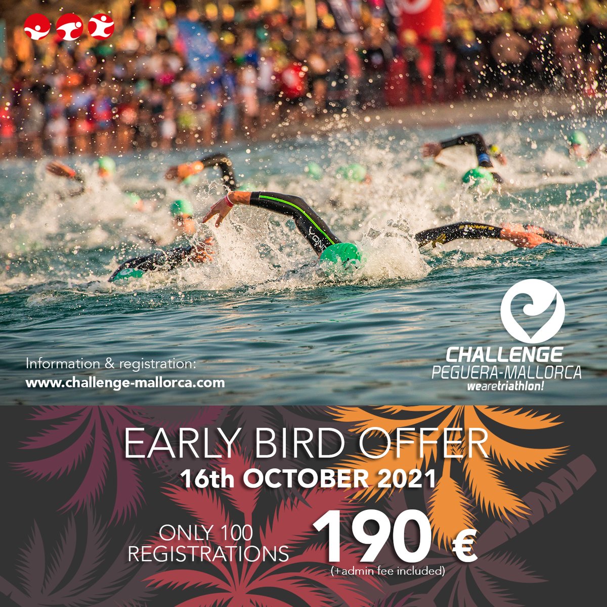 ✴️OOOOOEEEE!✴️ 👉CHMALLORCA 2021 REGISTRATIONS ARE NOW OPEN!. SAVE THE DATE: 16th of october 2021 #CHMALLORCA21 ❌EARLY BIRD registrations, ONLY 100 SLOTS at the BEST price of 190 € (Admin fees included).❌ More info: challenge-mallorca.com/challenge-midd… #allabouttheathlete #chfamily