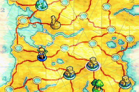 Tactics Advance may be the strangest one yet.It features a handful of fixed locations...but all other locations are placed by the player, meaning the entire region is highly malleable. It’s a single landmass connecting to perhaps a larger one to the north.