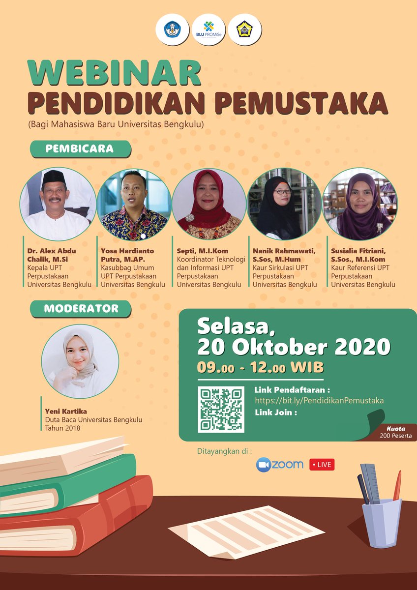 unib_library's tweet photo. Yuk ikuti webinar pendidikan pemustaka bagi mahasiswa baru Universitas Bengkulu.
.
Pendaftaran Registrasi dimulai hari ini tanggal 13-19 Oktober 2020.
.
Link pendaftaran :
https://t.co/FcJzwVwys6
atau bisa scan QR Codenya ya. https://t.co/4TUSFSELtd