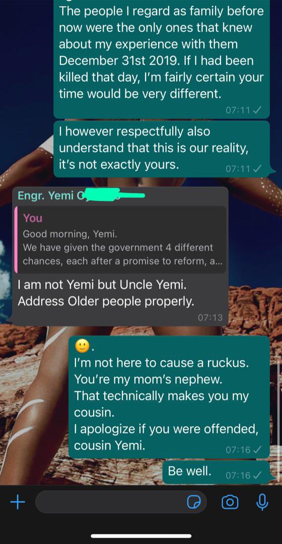 I’ve looked for trouble on a family group chat . @seunlaosinowo you’d love the way they’re reacting . #SARSMUSTEND