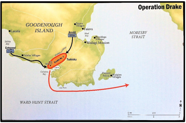 22 Oct: Operation Drake the first Australian amphibious assault since Gallipoli.630 men of 2/12 Bn landed at night on 2 flanks & moved towards Kilia to trap the enemy in a classic pincer tactic.Heavy rain began, the terrain steep and wet. “..like trying to walk up a waterfall.”