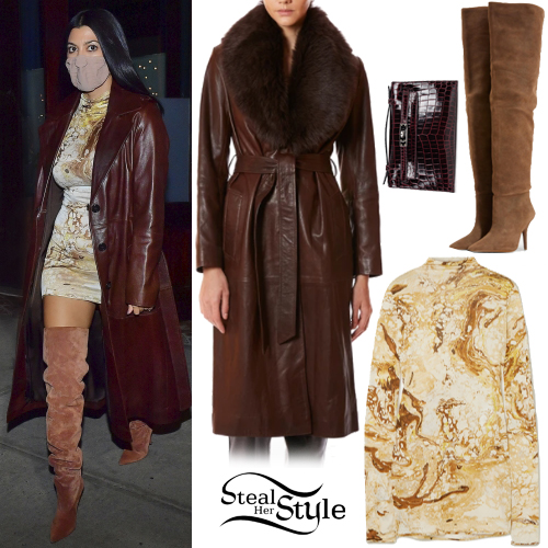 Kourtney Kardashian: Leather Coat, Mini Dress sstyl.es/RjTrbS