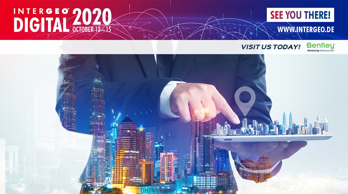 BentleyGermany's tweet photo. Welcome to INTERGEO Digital from 13-15 October 2020! Meet our experts @BentleySystems and join our presentations about #digitaltwins, #realitymodeling, #mobilemapping, #digitalconstruction and #civildesign. Visit #INTERGEO20 now: https://t.co/RCJGvbLklu https://t.co/PfeSKQXHIp